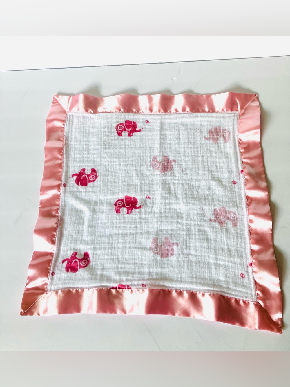 Aden & Anais Baby Security Blanket Pink Elephants Lovey Small 15” X 15”